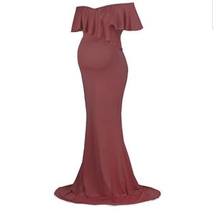 Maternity Long Dress Women Ruffle Stretchy Sleevel